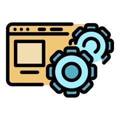 Poster - Website settings icon. Outline website settings vector icon color flat isolated