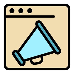 Poster - Megaphone browser icon. Outline megaphone browser vector icon color flat isolated