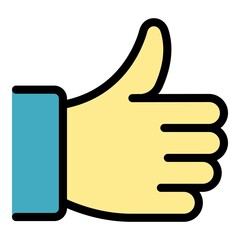 Poster - Thumb up standard icon. Outline thumb up standard vector icon color flat isolated