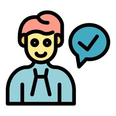 Poster - Certificate manager approved icon. Outline certificate manager approved vector icon color flat isolated