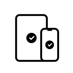 Poster - smartphone and tablet with checkmark icon. vector eps 10. isolated on white background