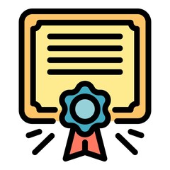 Poster - Certificate diploma icon. Outline certificate diploma vector icon color flat isolated