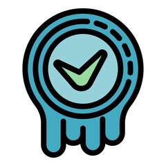 Sticker - Approved iso icon. Outline approved iso vector icon color flat isolated