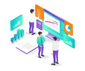 Poster - business analytic isometric illustration
