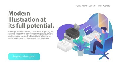 Fototapete - Printing data with computer