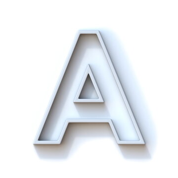 Grey extruded outlined font with shadow Letter A 3D