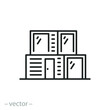 modular container house icon, prefabricated engineering, building housing, home at the prefab panels, puzzle construction, future architecture, thin line symbol - editable stroke vector illustration