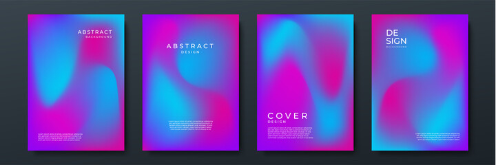 Poster - Blurred vivid vibrant gradient color backgrounds set with modern abstract blurred color gradient patterns. Templates collection for brochures, posters, banners, flyers and cards. Vector illustration.