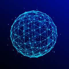 Poster - futuristic sphere of particles and lines. network connection big data. abstract technology backgroun