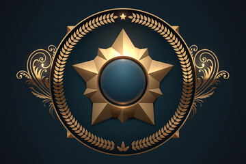Wall Mural - gold star badge template on blue background