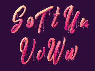 Poster - 3d render of calligraphic font with dripping effect