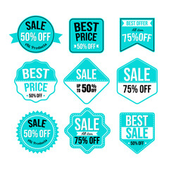 Wall Mural - Set of flat sale badges and label with blue color.