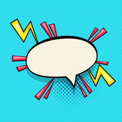 Wall Mural - comics speech bubble for text pop art design. colored empty dialog cloud for text message halftone s