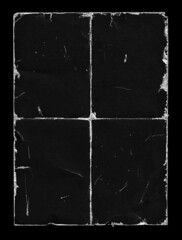 old black empty aged damaged paper poster cardboard photo card. rough grunge shabby scratched torn r