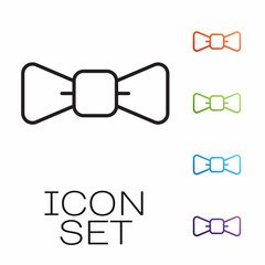 Poster - Black line Bow tie icon isolated on white background. Set icons colorful. Vector