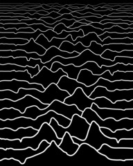 Poster - Abstract waves from lines. White outlines on black background. Vector design