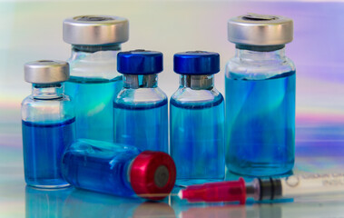 Wall Mural - group of vaccine vials and syringe