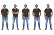 © Curto - front view of same man with various poses on white background