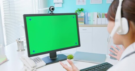 Poster - doctor use computer with headset