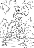 Fototapeta Dinusie - Coloring book for children with a dinosaur hand-painted in cartoon style. A4