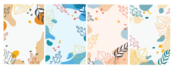 Poster - set of floral copy space in abstract arrangement. frame background illustration for invitation or gr