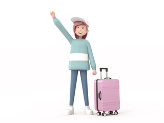 3D Character young traveler woman