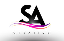 SA Logo Letter Design Icon. SA Letters With Colorful Creative Swoosh Lines