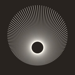 Poster - Geometric art line background. Creative minimal sun icon or logo.