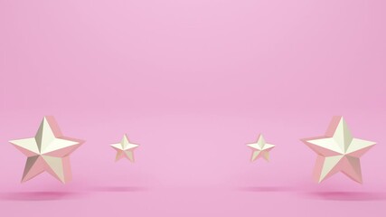 Poster - Pink abstract background with golden flying stars. Minimal modern seamless motion design. Abstract loop animation