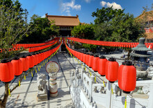Red Lanterns In An Outdoor Space