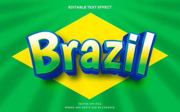 3d Brazil text effect. Fancy font style perfect for logotype, title and heading of poster, banner, movie or any other purpose.