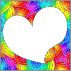 Wall Mural - Stained glass illustration with an abstract rainbow frame with a heart inside, rectangular image