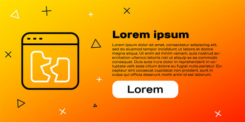Poster - Line Broken file icon isolated on yellow background. Colorful outline concept. Vector