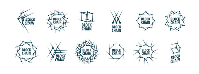 Sticker - A set of Abstract Vector logos Blockchain