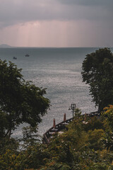 Canvas Print - Beautiful view from the forest to the sea on a cloudy day