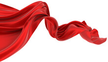 Beautiful Flowing Fabric Of Red Wavy Silk Or Satin. 3d Rendering Image.