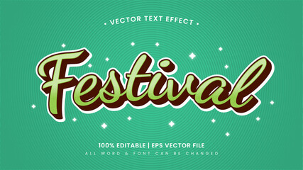 Poster - Festival vintage retro 3d text style effect. Editable illustrator text style.