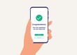 © simplehappyart - Close-Up View Of Customer's Hand With Mobile Phone Receiving Loan Application Approval.