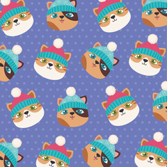 Canvas Print - cute christmas cats pattern