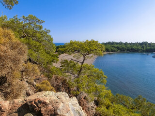 Wall Mural - View of the stone beach at the site of the ancient Lycian city of Phaselis. Historic site