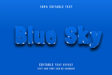 Poster - Blue Sky,3 dimensions editable blue metal text effect modern shadow style