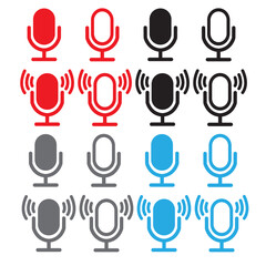 Poster - microphone icon on white background. voice sign. record symbol. recording studio.  flat style.