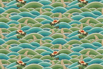 Wall Mural - Traditional Chinese art vector wave pattern background