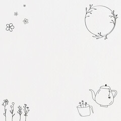 Wall Mural - Lifestyle frame vector cute afternoon tea theme doodle drawing