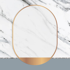 Wall Mural - Oval frame on white marble textured background vector