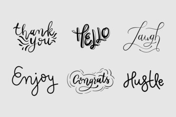 Wall Mural - Vector cursive fun words typography set