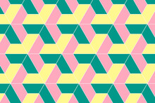 Cute Heart Background, Pink Geometric Pattern Colorful Design Vector