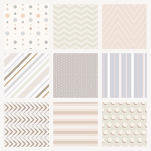 Cute Pattern Background, Pastel Cream Simple Design Vector Set