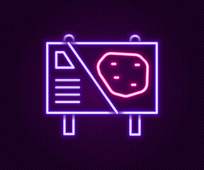 Poster - Glowing neon line Amusement park billboard icon isolated on black background. Entertainment in vacation. Colorful outline concept. Vector