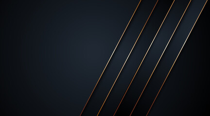 Wall Mural - Black abstract background and golden lines